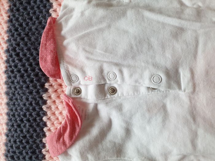 Pyjama combi courte blanc motif pomme rose fluo - T18M - Obaïbi - photo numéro 4