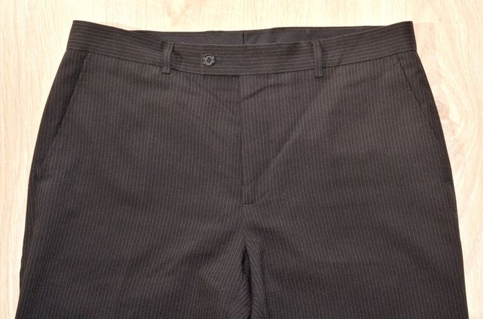 pantalon de ville de costume droit homme noir uni motif rayures taille 44 - photo numéro 4