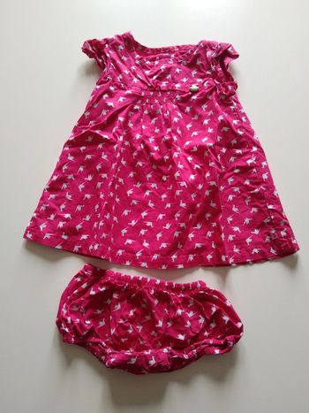 ensemble robe + culotte Sergent major imprimé grues fille 6 mois