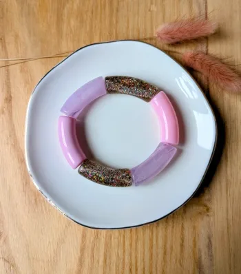 Bracelet tube rose lilas paillettes