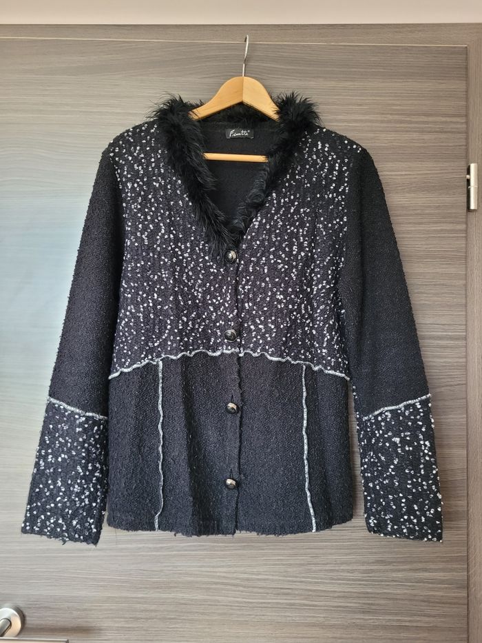 Veste boutonnée finette laine mohair - photo numéro 2