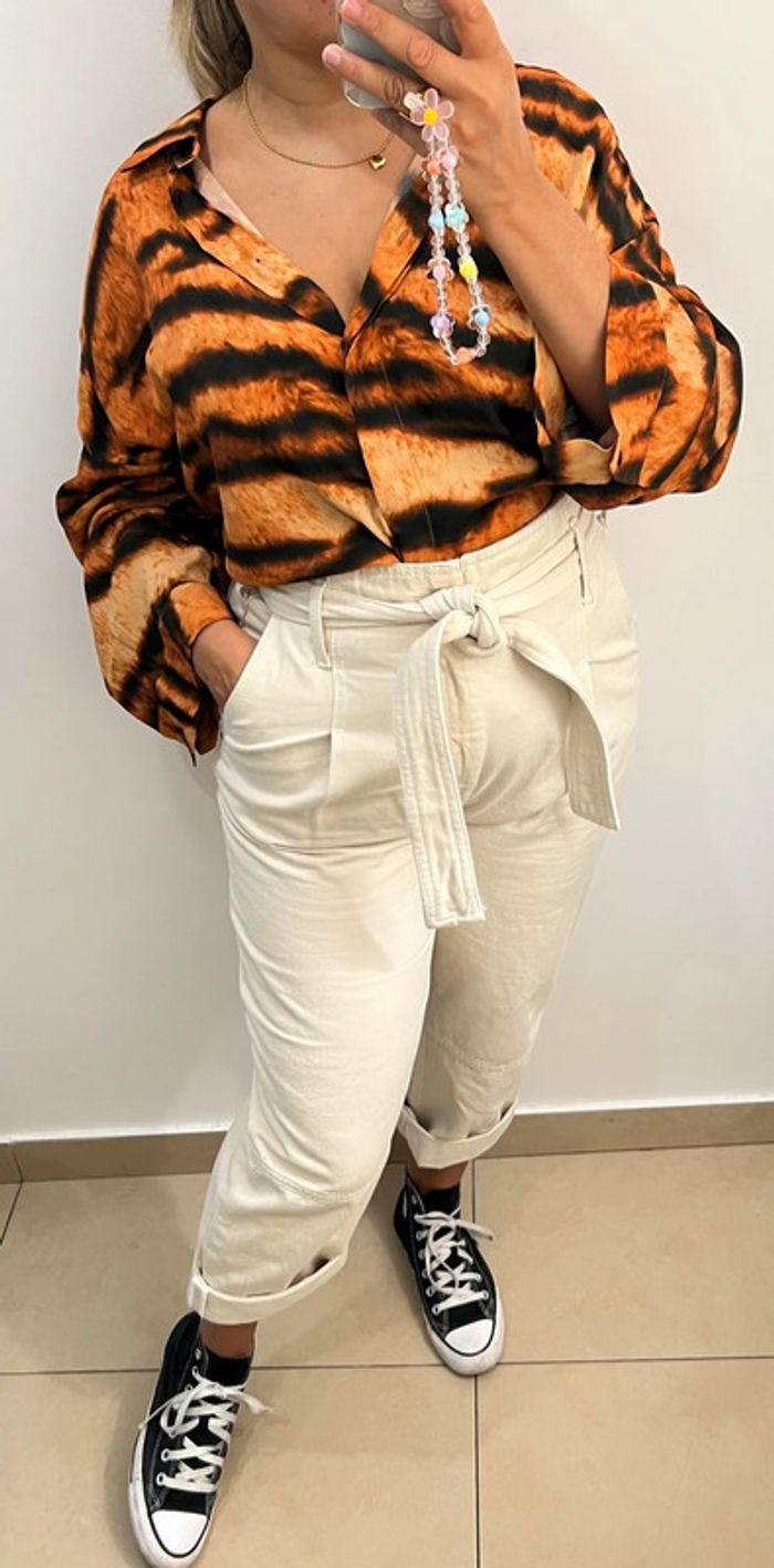 Chemise Large Mango Imprimée Zébré Taille L’ - photo numéro 4