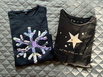 Lot 2 t-shirts imprimés fête fille