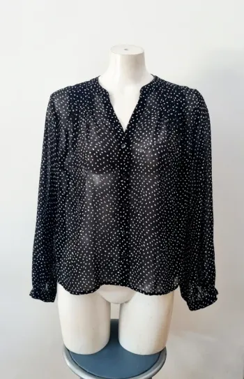 Blouse pois noire et blanc mango 38
