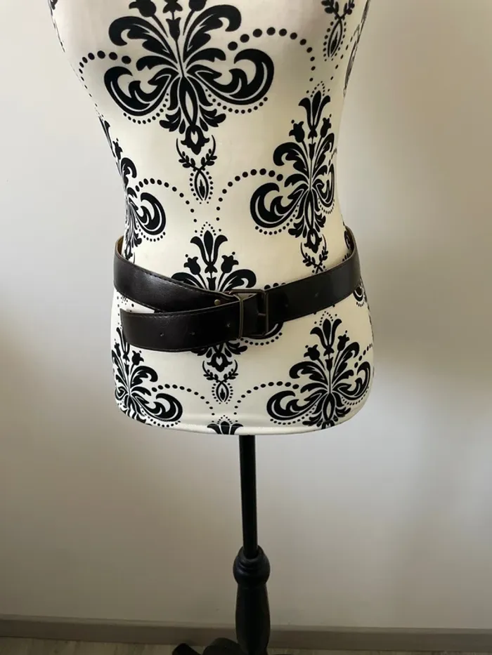 Ceinture Large marron très foncé Similicuir avec Boucle Vintage
