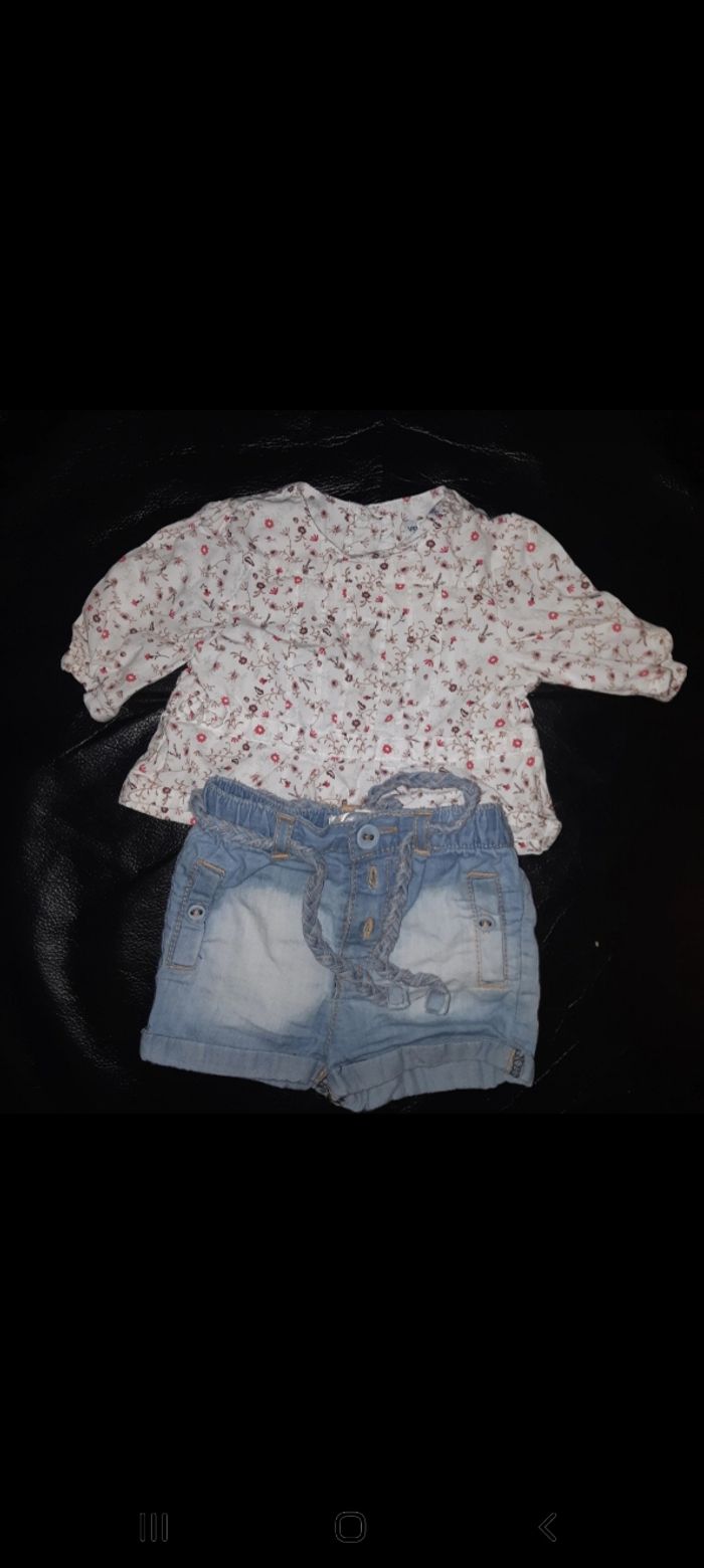 Ensemble blouse + short 1 mois