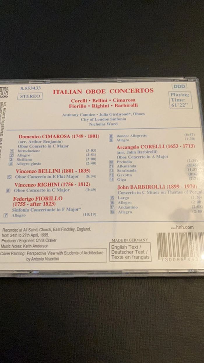CD. Italian Oboe Concertos. - photo numéro 3