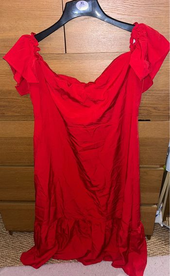 Robe longue froncée col bardot à volants Shein