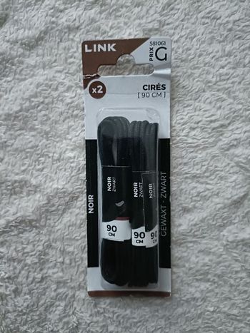 2 paires de lacets noirs cirés en 90 cm