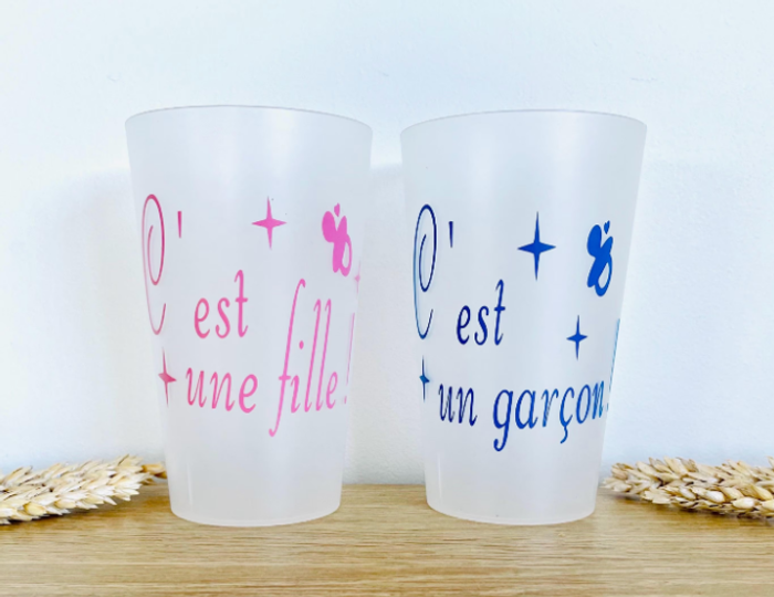 Gobelet personnalisé babyshower "C'est un garçon !" | "C’est une fille !"