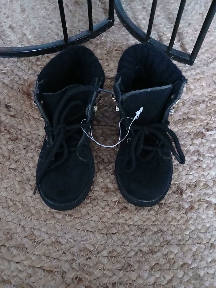 Paire de Botines lacets nubuck noir 25 - Teens - photo numéro 2