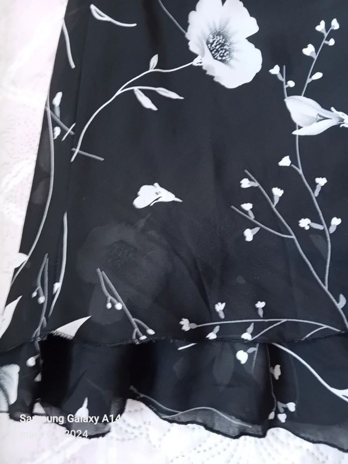 Jupe longue motif fleur noir femme taille unique - photo numéro 5