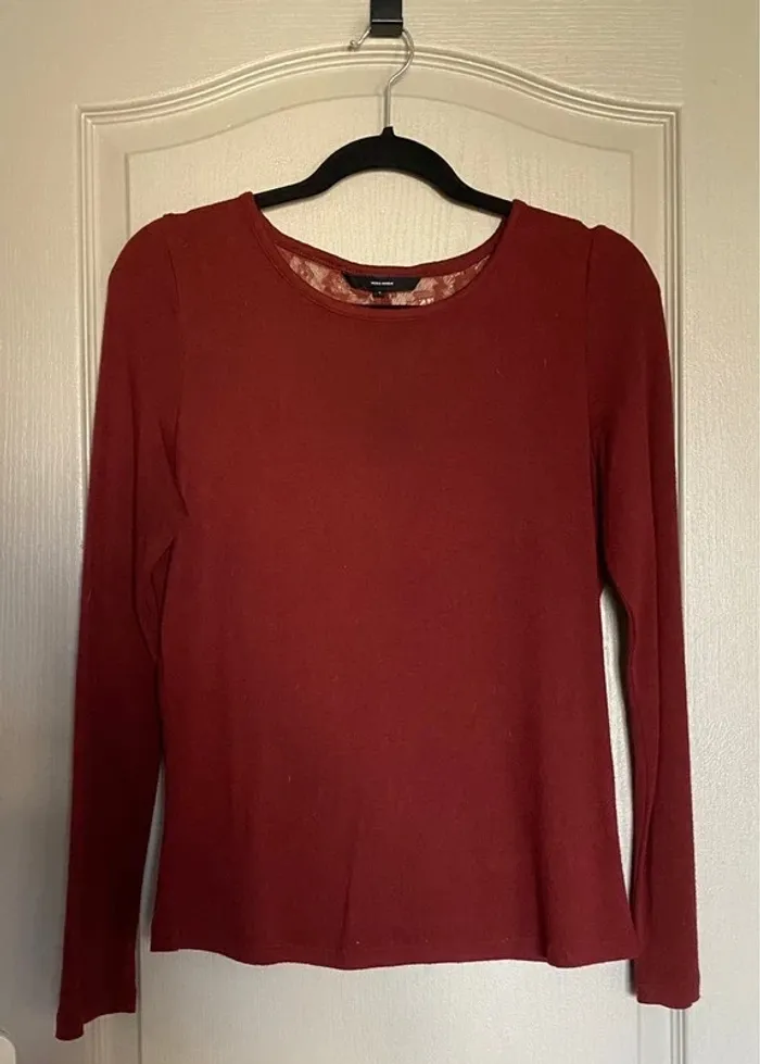 T-shirt manches longues bordeaux taille S