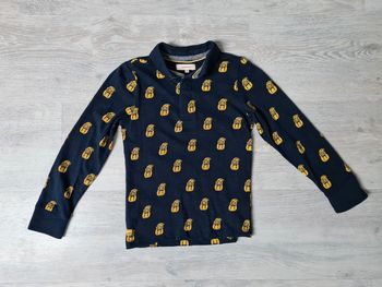 Polo Catimini neuf Bleu marine avec chouette ou hibou jaune 8 ans mais taille très petit