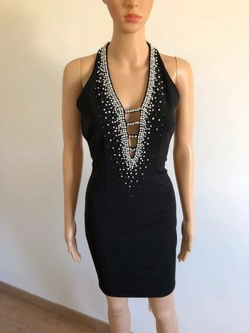 Robe noire neuve avec strass et perles Soky & Soka taille S (valeur 40€)