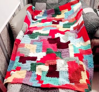 Couverture faite main au crochet multicolore en acrylique
