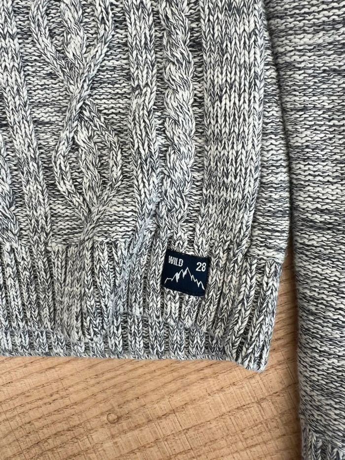 Gros gilet épais tape à l’œil laine torsadé gris 12 ans - photo numéro 3