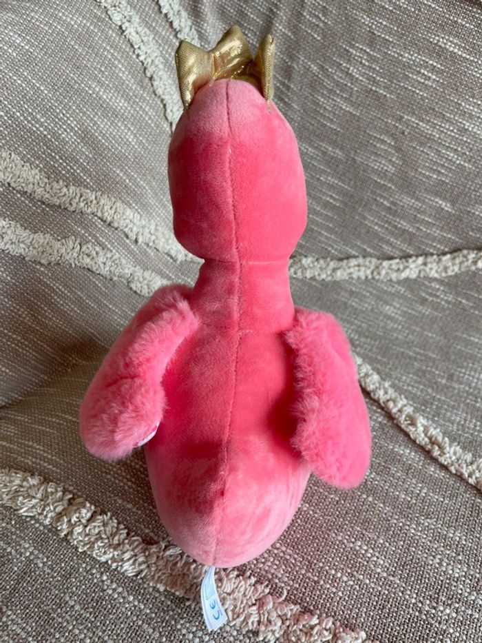 Peluche doudou 35cm jemini flamand rose à cœur neuf - photo numéro 3