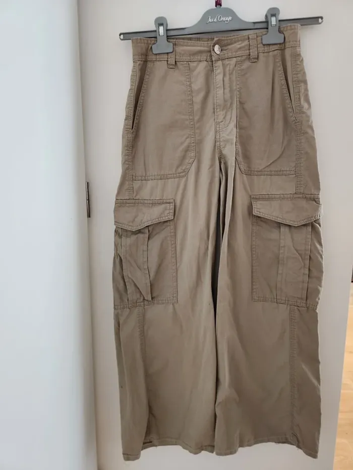 Pantalon jean marron cargo Kiabi Taille 32 XXS