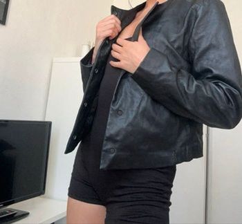 Veste en cuir camaïeu