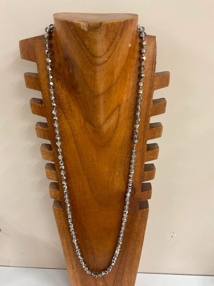 Collier Sautoir perle grise - photo numéro 2