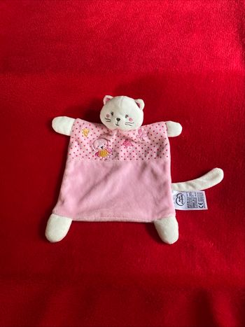Mots d enfants doudou plat chat queue  rose brodé poussin neuf