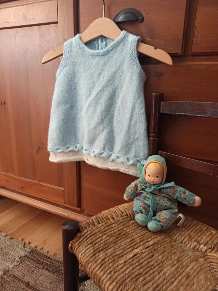Robe en laine bébé 1/3 mois tbe vintage - photo numéro 3