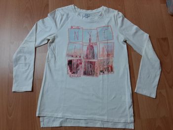 Tshirt manches longues blanc imprimé T 10-11 ans