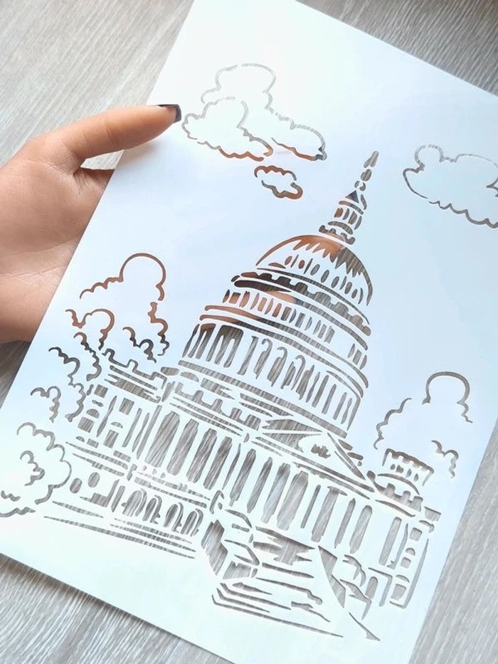 Grand Pochoir A4 du Capitol de Washington - photo numéro 3