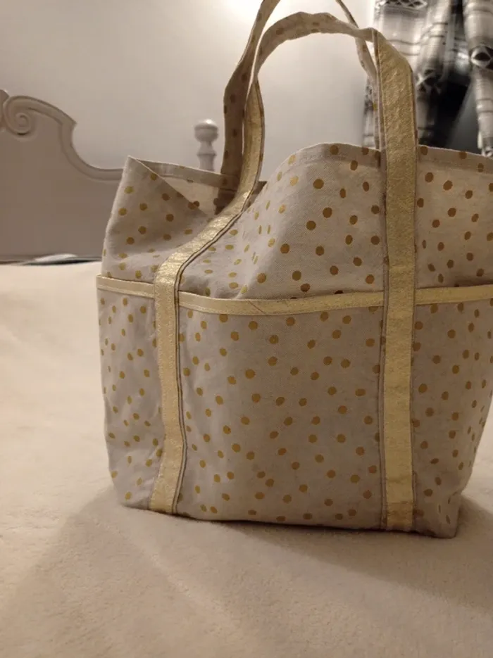 Sac fourre-tout en tissu avec pois doré