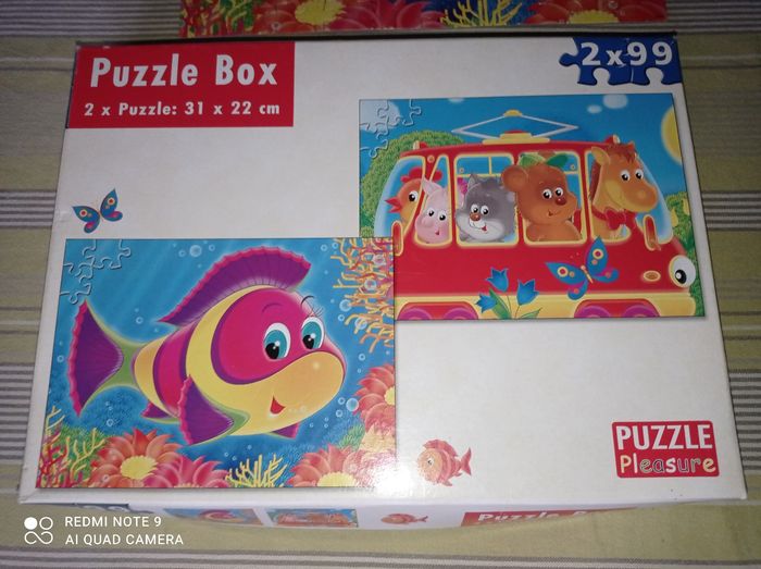 Boite de 2 puzzles enfant animaux, 2 x 99 pièces