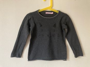pull fin motif chat pailleté