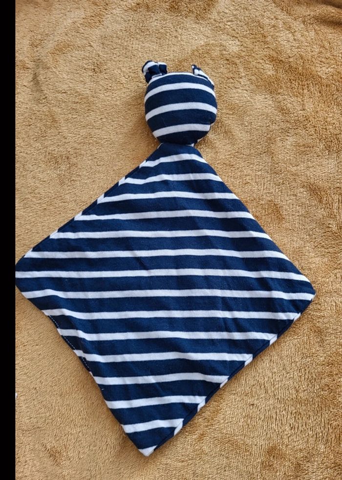 Doudou rayé bleu marine et blanc - photo numéro 2