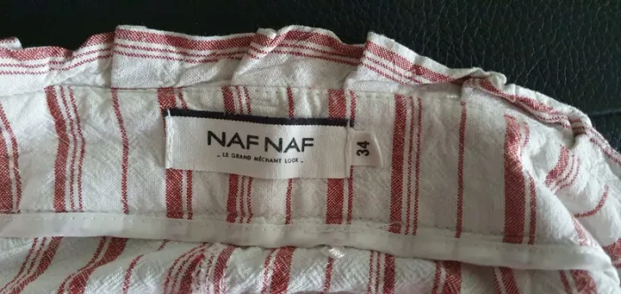 Naf Naf Short écru rayé couleur terracota - photo numéro 3