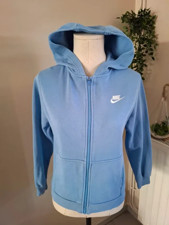 Sweat zippé à capuche Nike bleu clair