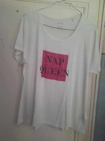 T-shirt blanc imprimé, marque Esmara, taille L (42/44)