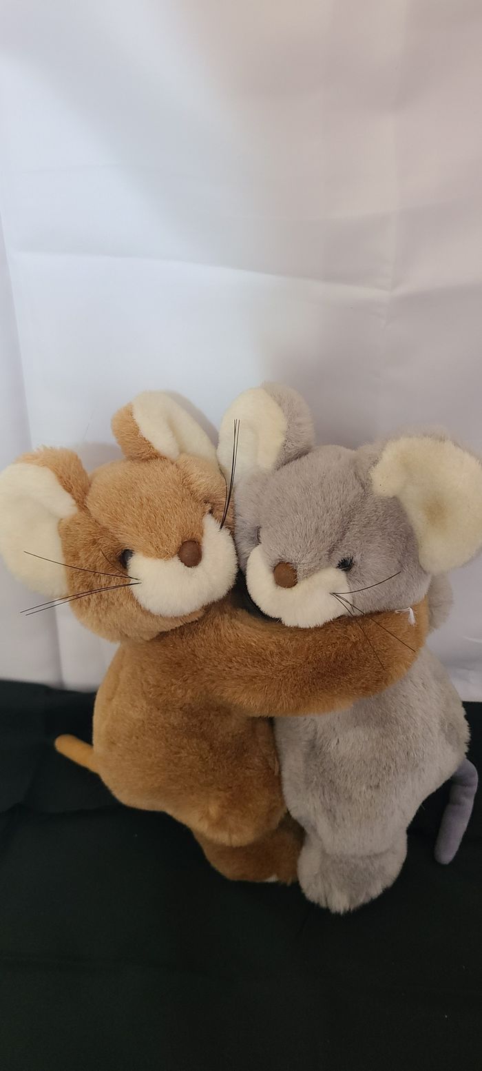 peluche souris enlacés playwell toys vintage - photo numéro 4