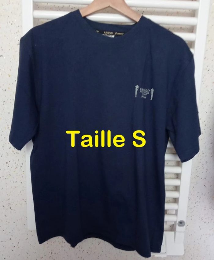 Tee shirt manche courte bleu marine motif dos multicolore Bambou Taille S