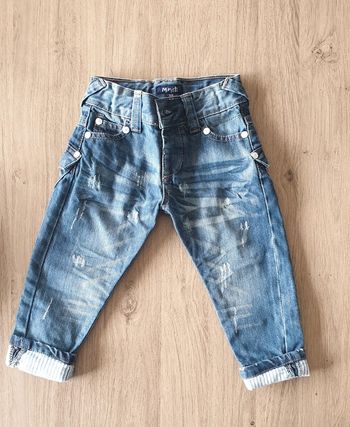 Jean bébé détails griffures et delavage tendances, taille 6-12mois, Minoti.