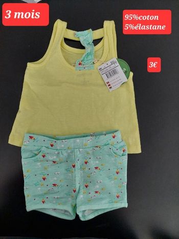 Short et débardeur fille 3 mois