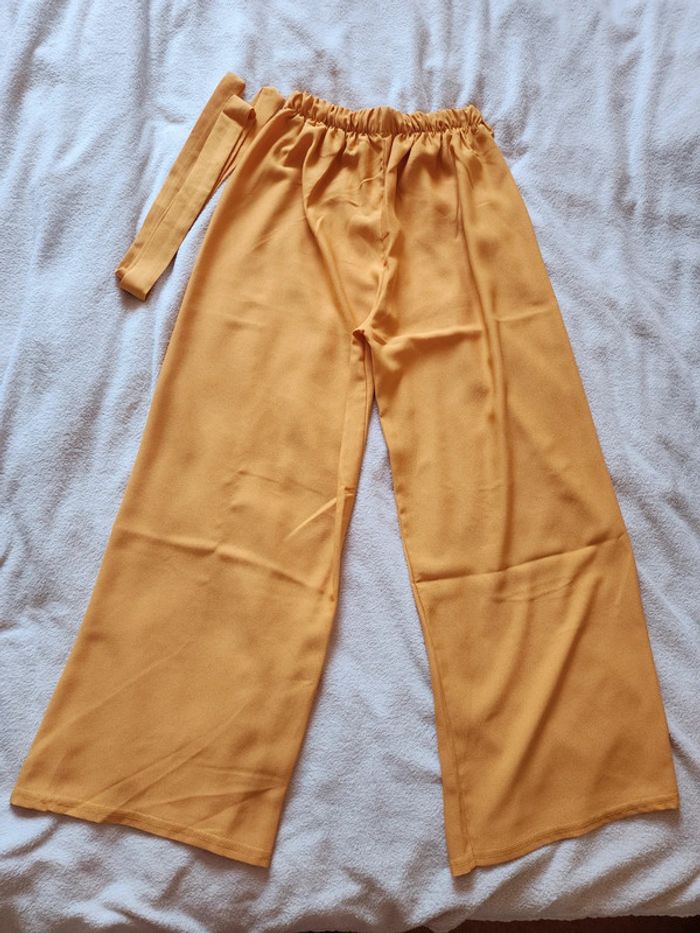 Pantalon à jambes larges / palazzo jaune moutarde TU 36/40 - photo numéro 3