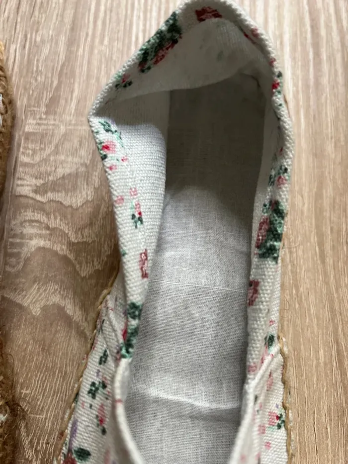 Espadrilles neuves tissu fleuri taille 35 - Cousu main - photo numéro 3