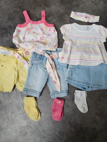 Lot ensembles été 9 pièces bébé fille 6 mois obaibi peu porté
