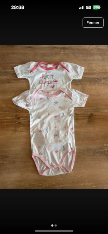 Lot de 2 bodys absorba 36 mois manches courtes