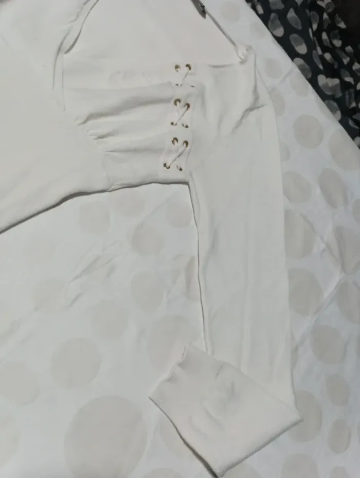 Tee shirt pull fin femme manches longues Morgan taille 36 col en V cintrée à noeud - photo numéro 2