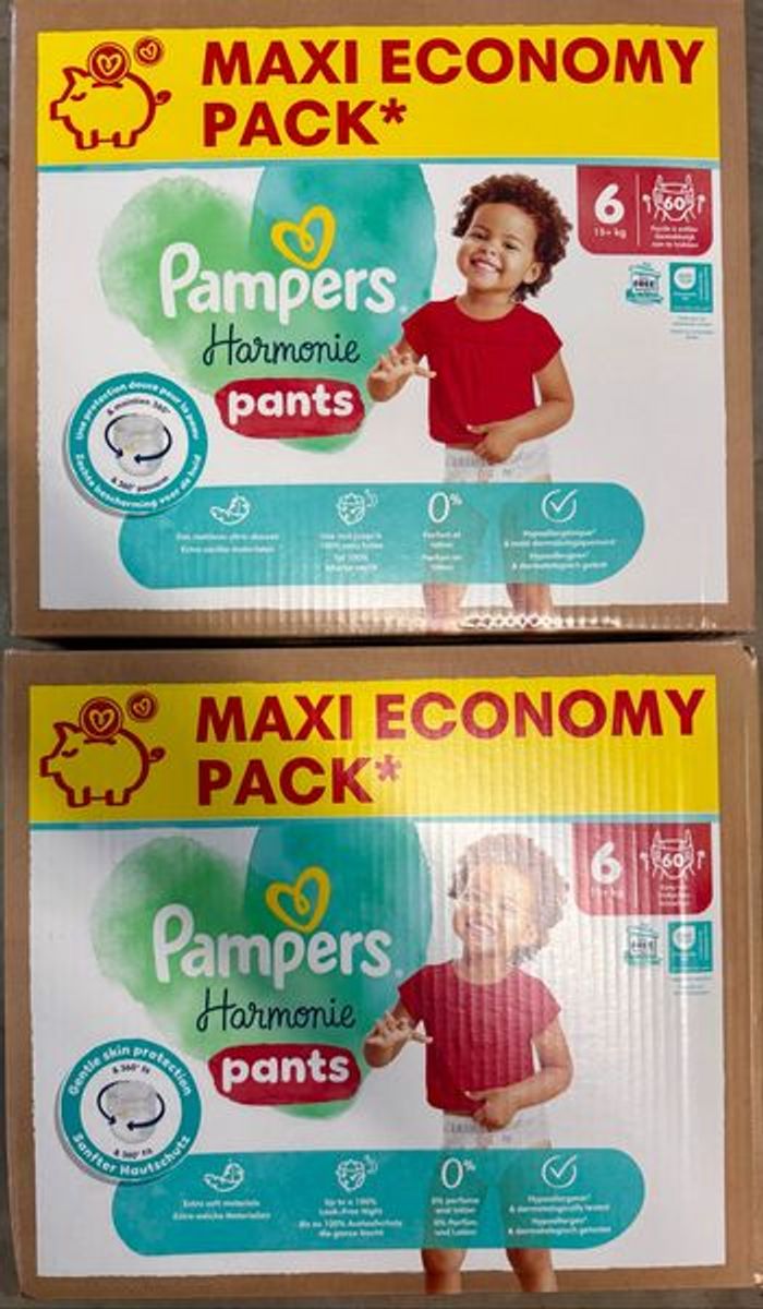 Lot de 2 cartons de couches Pampers Harmonie Pants taille 6 120 couches