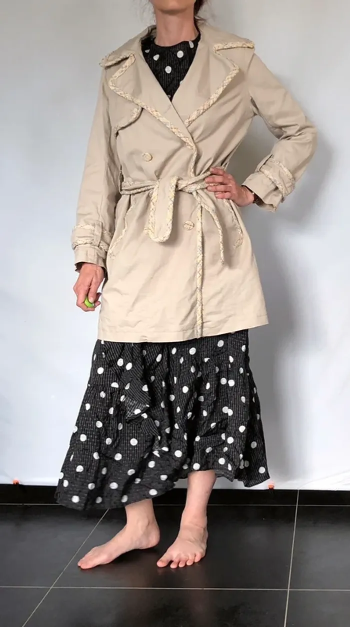 Trench beige avec boutons et ceinture tweed Morgan taille 42 excellent état