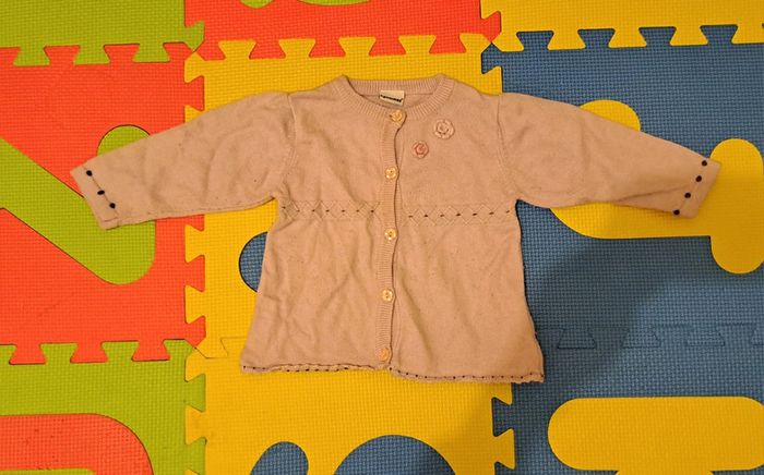 Gilet cardigan lilas fleurs, 3 pommes, taille 12 mois (74 cm)