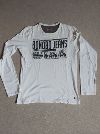 Tee-shirt manches longues blanc lait avec motifs T.M - Bonobo