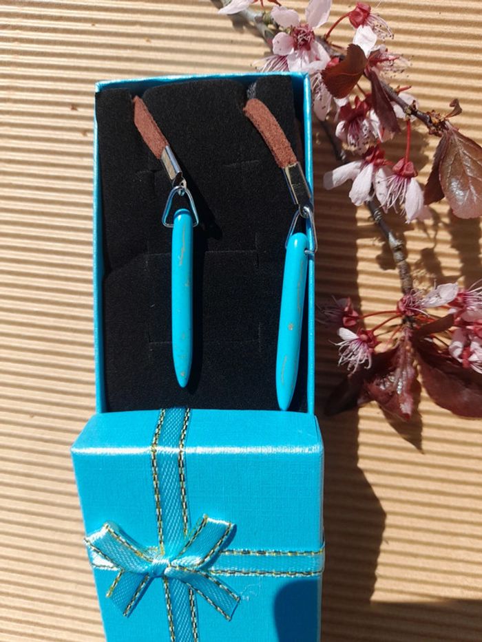 Collier lanière cuir et pierres - photo numéro 3